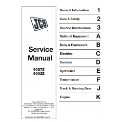 JCB instrukcje napraw + schematy + DTR: JCB 8027Z, JCB 8032Z instrukcja naprawy